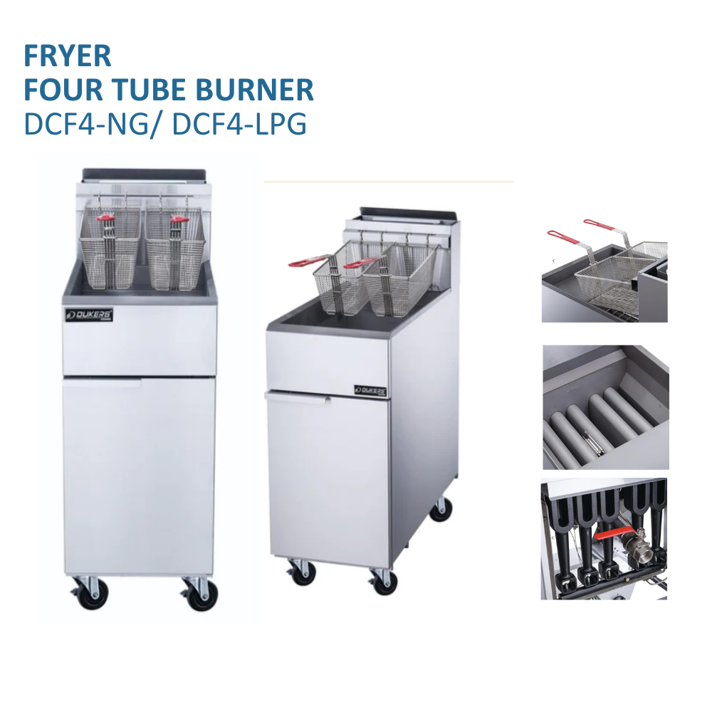 Dukers Natural Gas Fryer with 4 Tube Burners #DCF4-NG