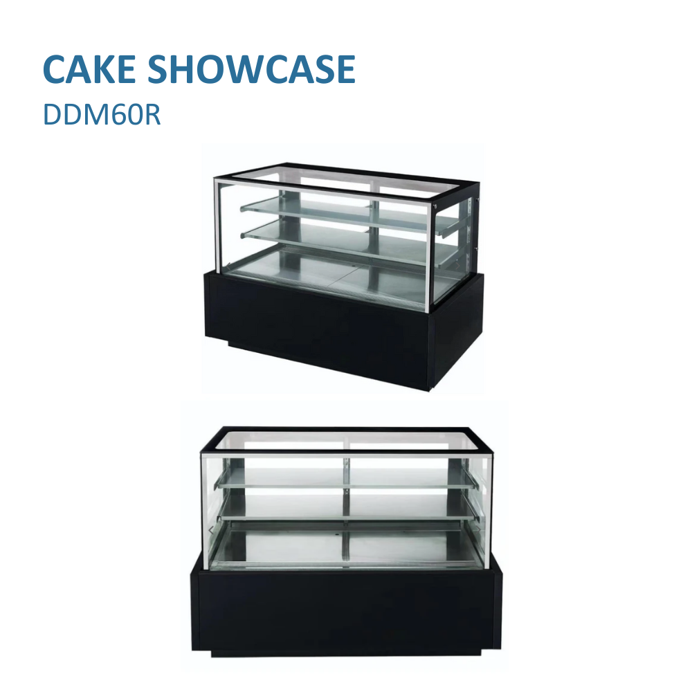 Dukers Refrigerated Cake Display Case Two-section 60"W X 28-1/2"D X 51"H #DDM60R