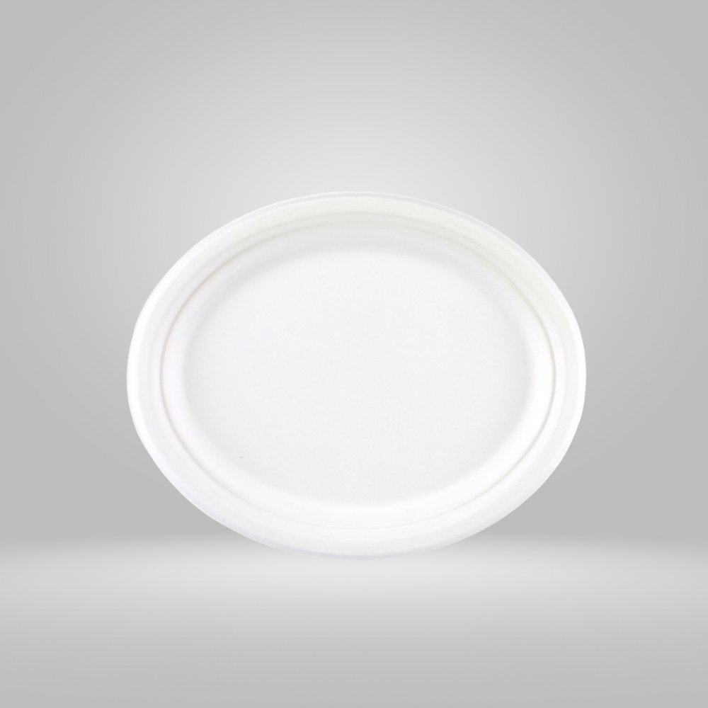 Bagasse Round White PFAS Free Plate