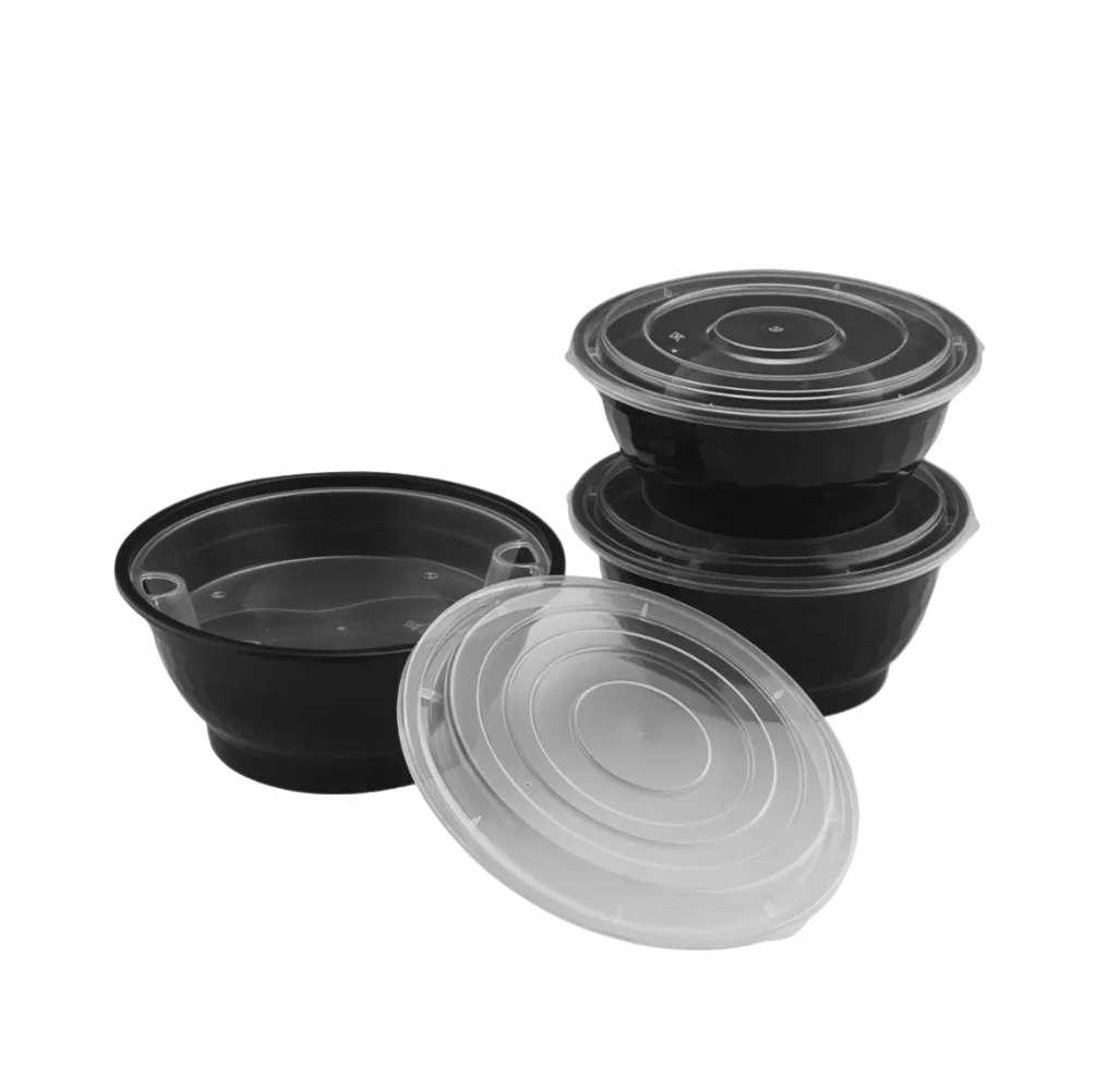 Black Round Container with Lid Set