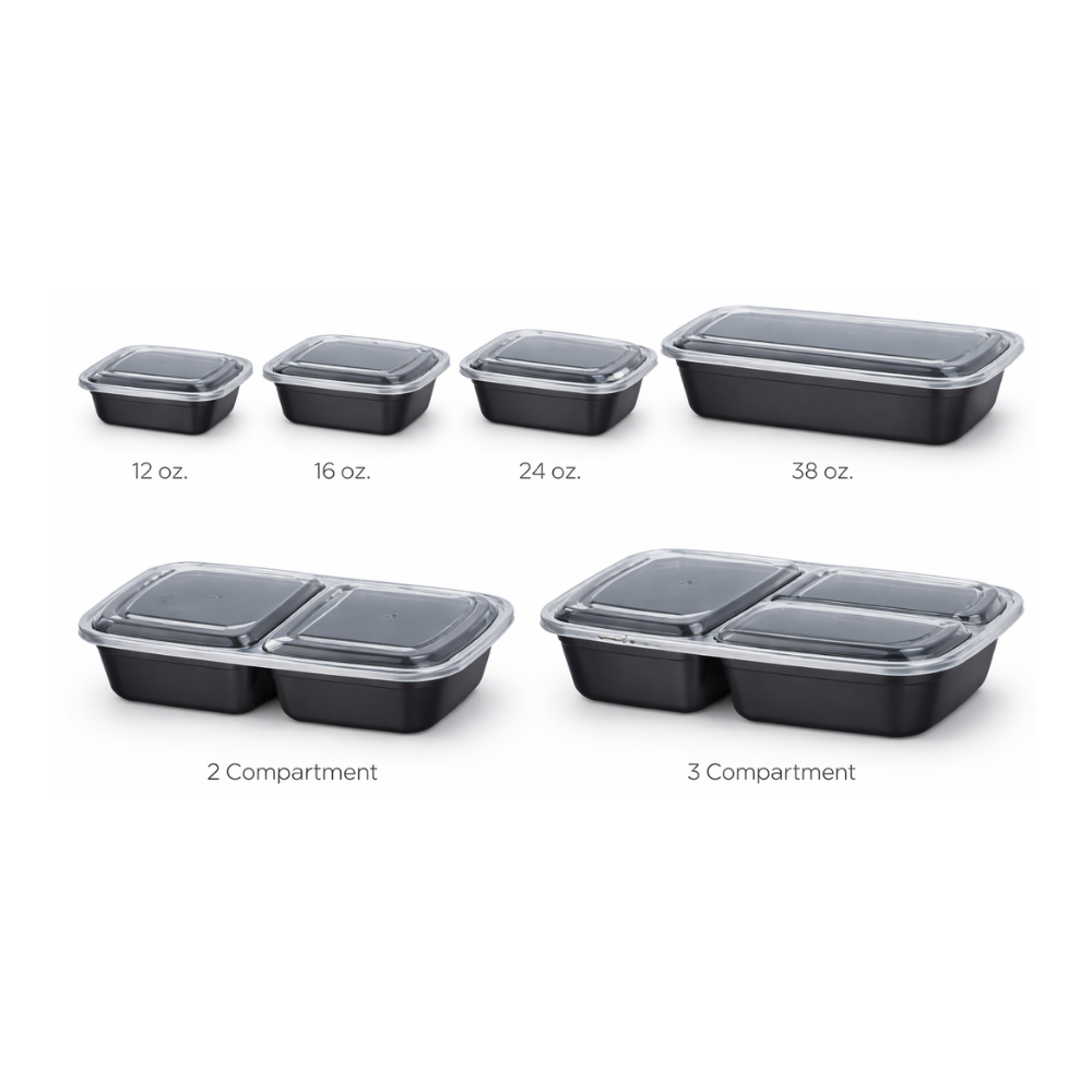 Black Rectangular Heavy Weight Containers with Lids [Sold per Pallet]