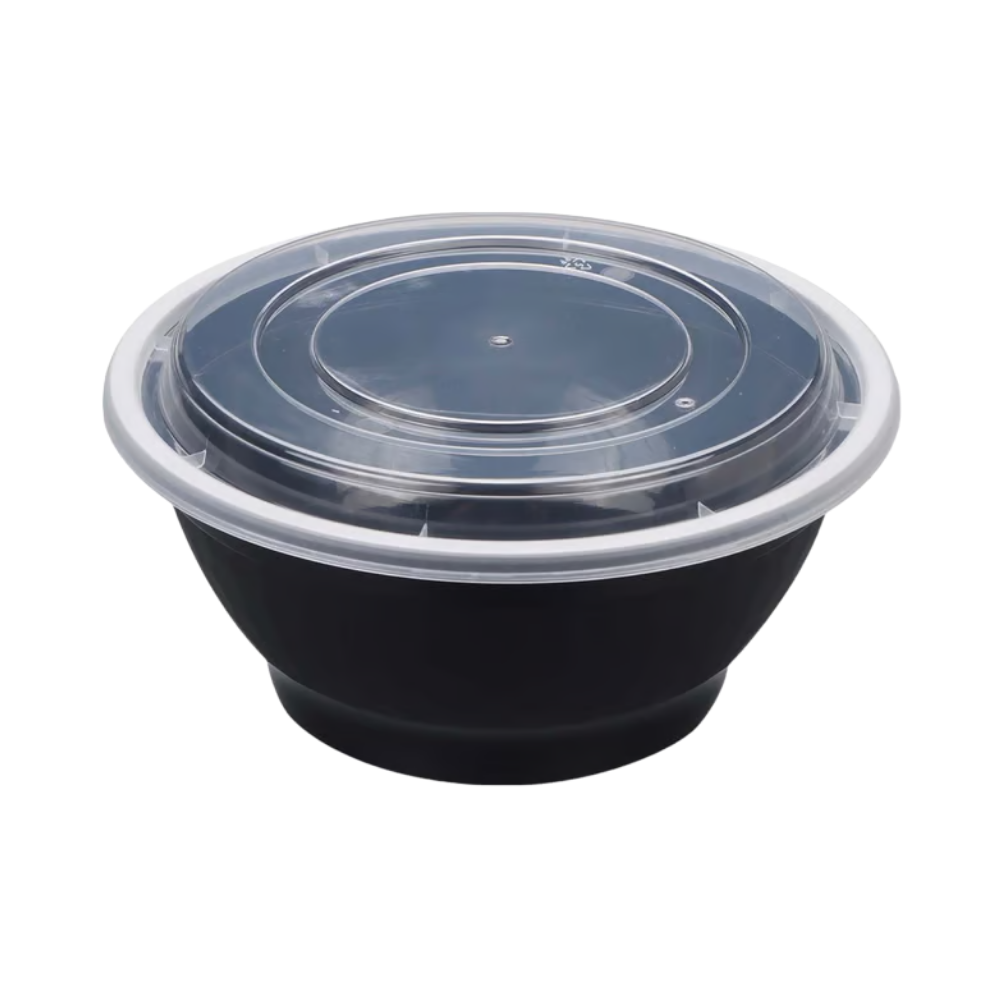 Black Round Heavy Weight Bowls with Lids [Sold per Pallet]