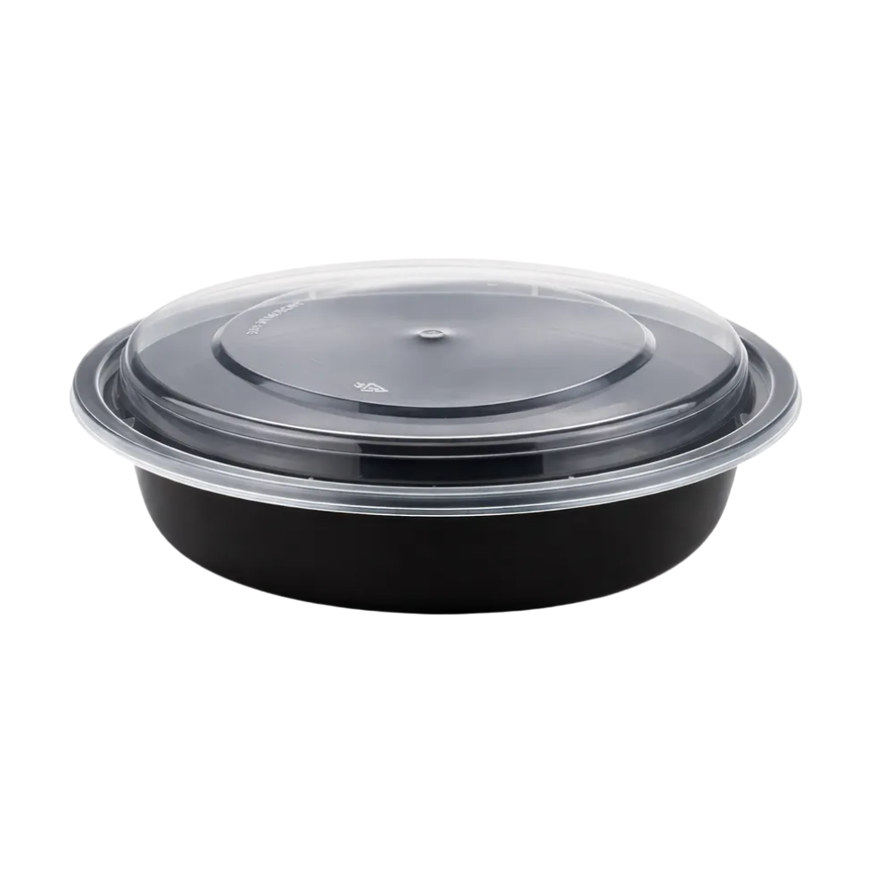 Black Round Heavy Weight Container with Lids [Sold per Pallet]