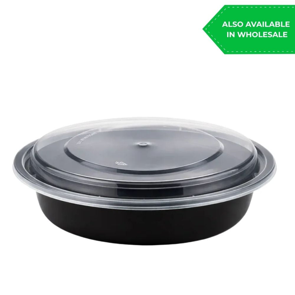 Black Round Container with Lid Set