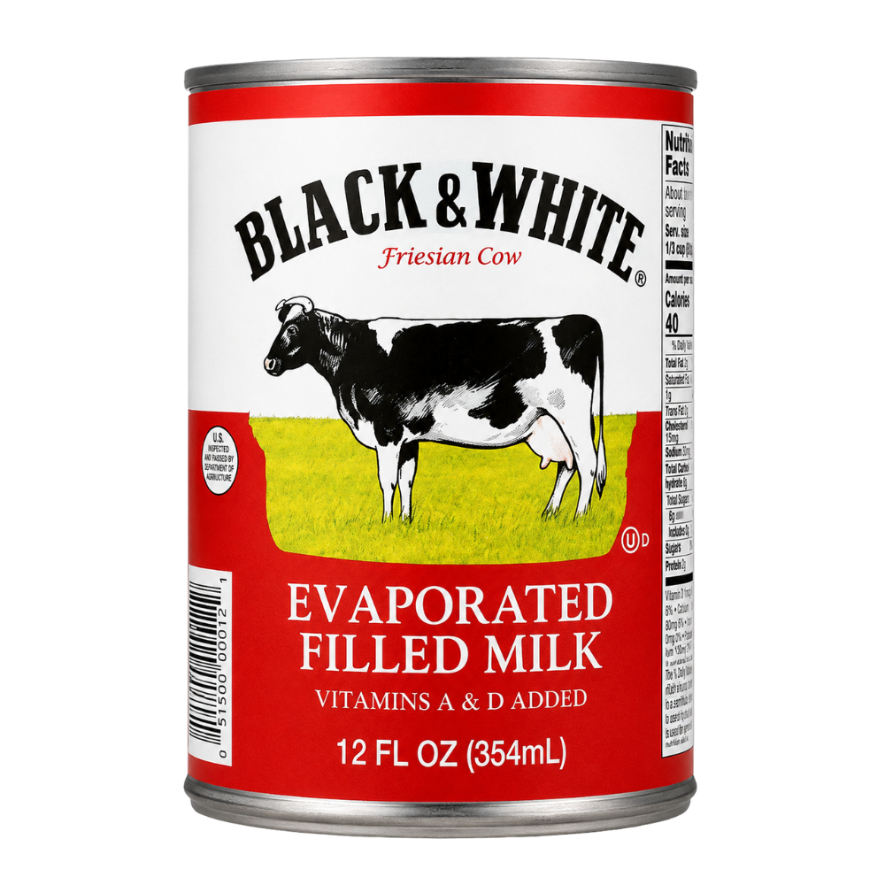 Black & White Evaporated Filled Milk (48 x 12oz tins/case)