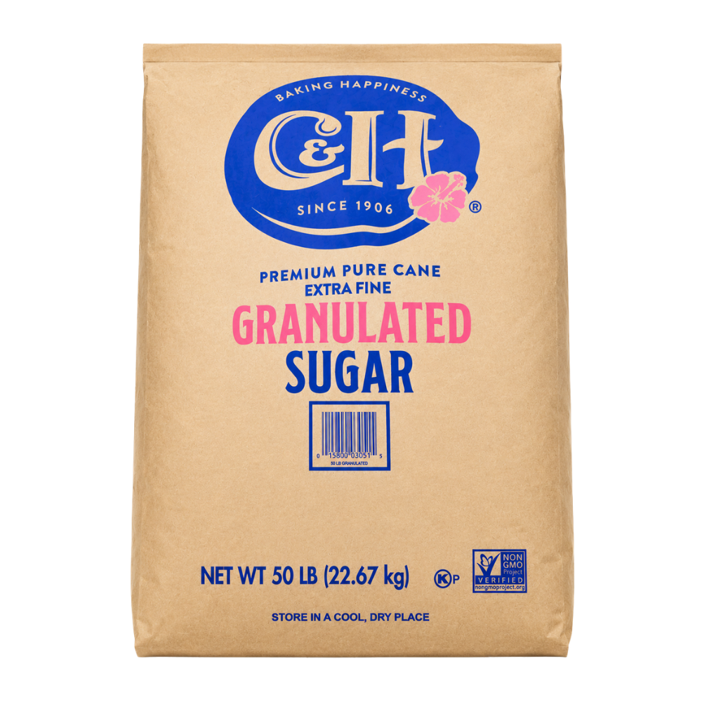 C & H Premium Pure Cane Extra Fine Granulated Sugar (50lb/sack)