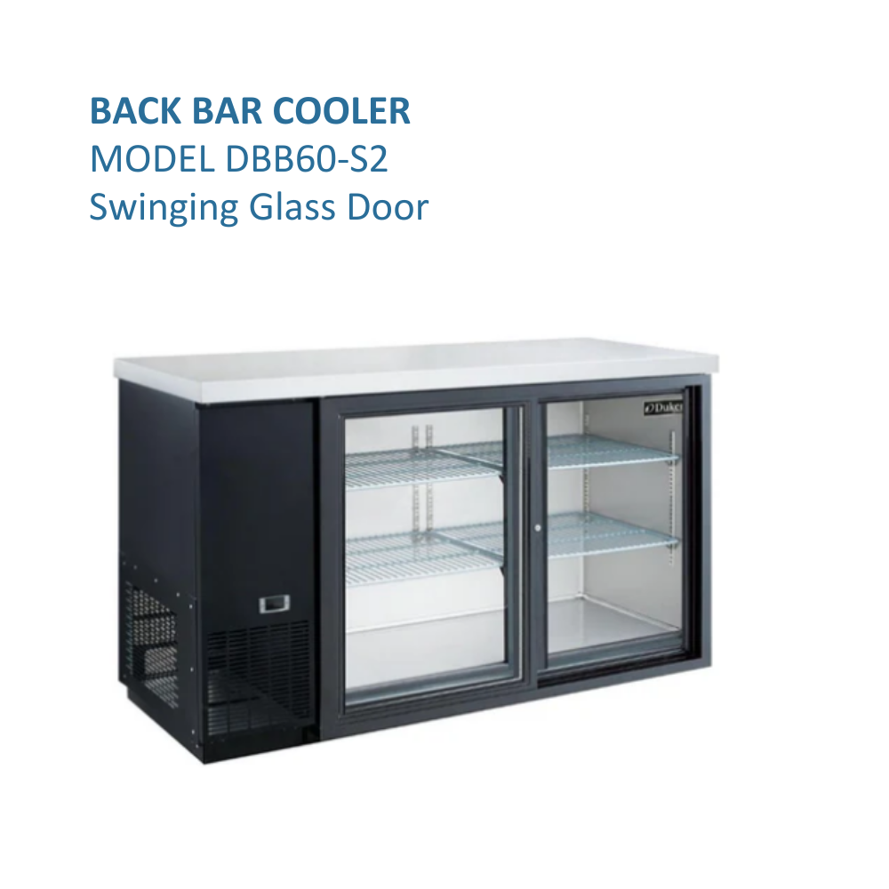 Dukers Refrigerated Back Bar Cooler Reach-in Two-section #DBB60-S2