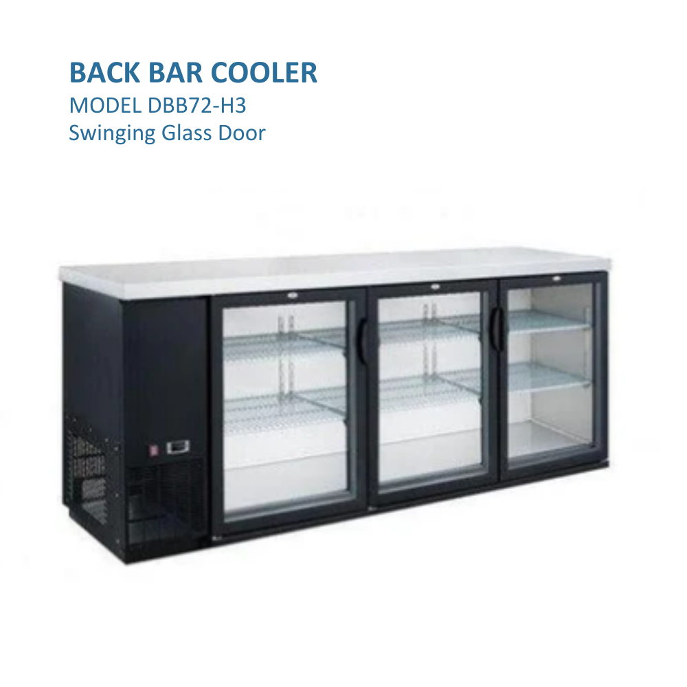Dukers Refrigerated Back Bar Cooler Reach-in Three-section #DBB72-H3