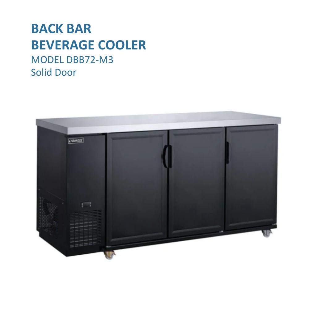 Dukers Refrigerated Back Bar Cooler Reach-in Three-section #DBB72-M3