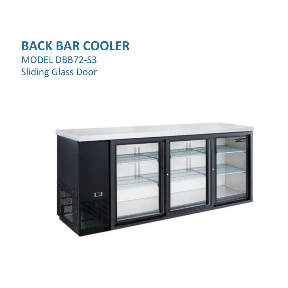 Dukers Refrigerated Back Bar Cooler Reach-in Three-section #DBB72-S3