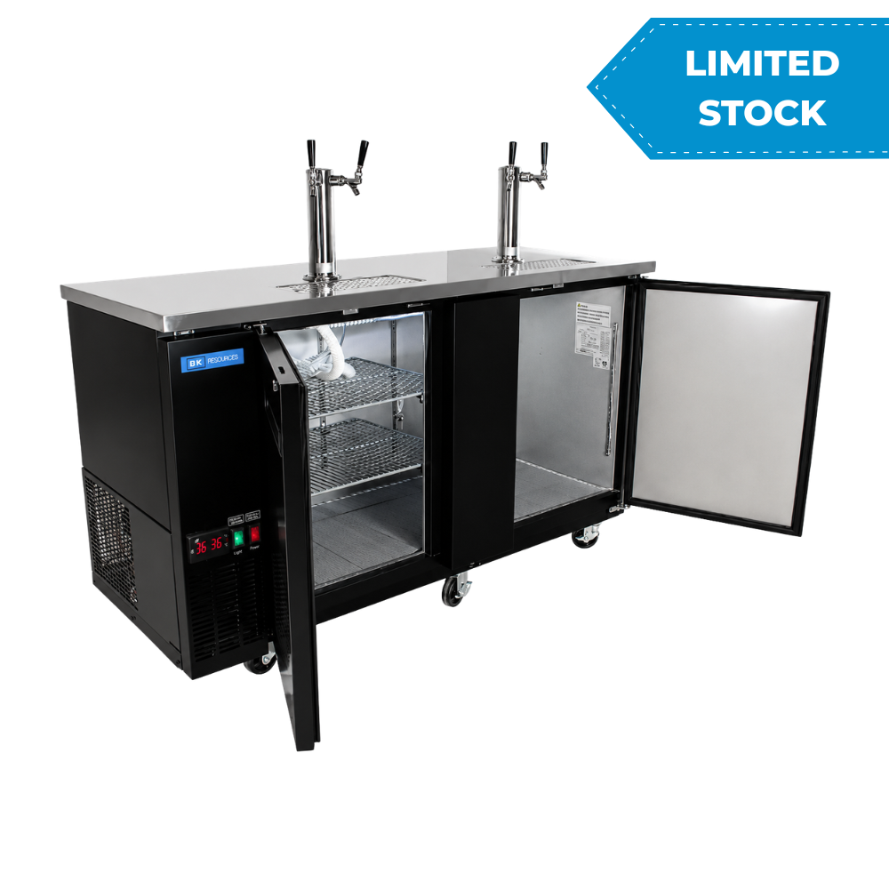 BK Resources 70" Kegerator Beer Dispenser with Double Head Taps DBC-22-70