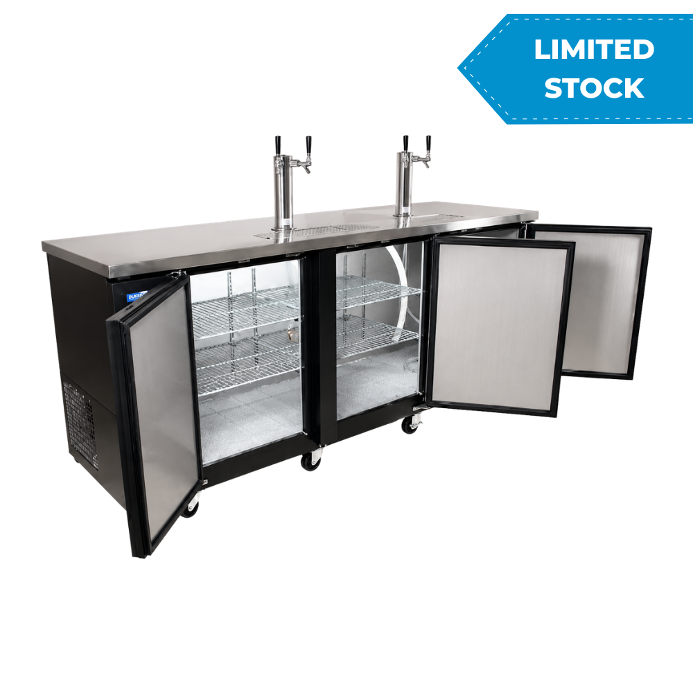BK Resources 90" Kegerator Beer Dispenser with Double Head Taps DBC-23-90