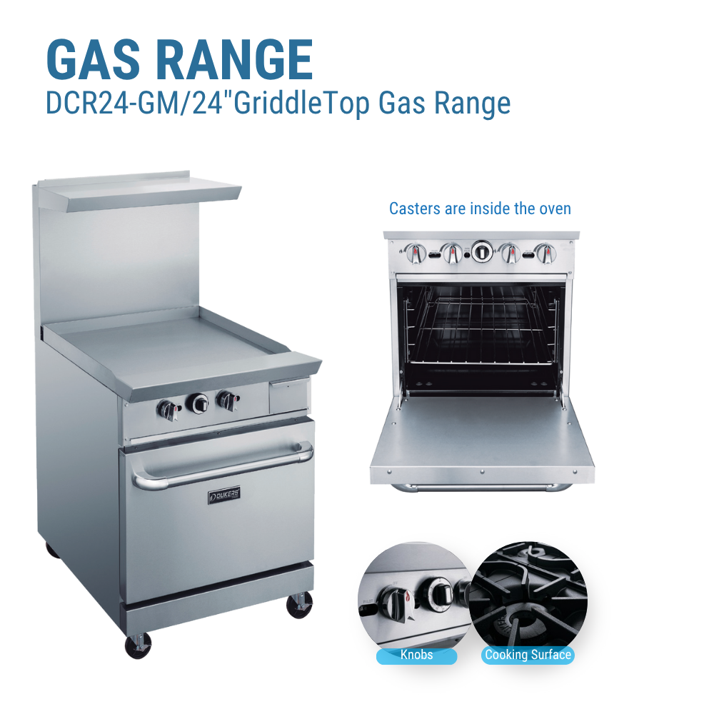 Dukers Gas Range 24"W Stainless Steel Exterior Including Front #DCR24-GM