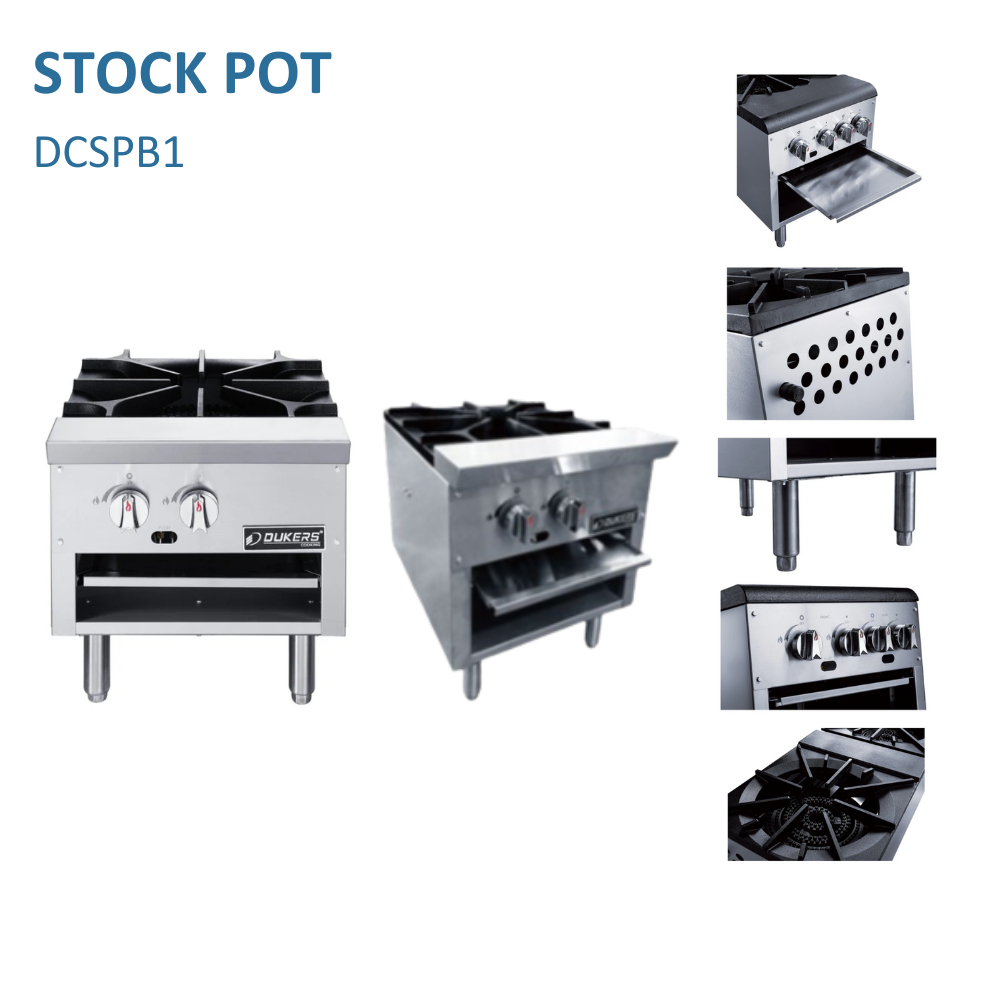 Dukers Stock Pot Range Gas (1) Heavy Duty Cast Iron 3-ring Burner #DCSPB1