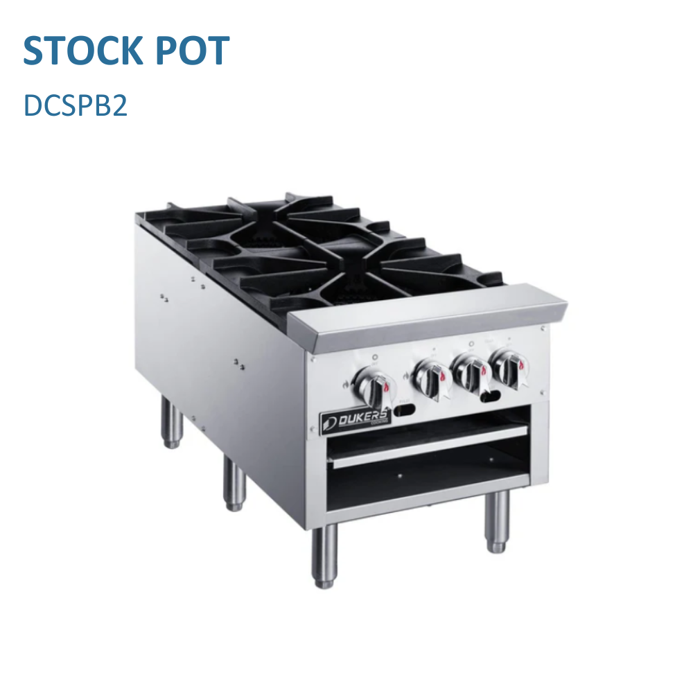 Dukers Stock Pot Range Gas (2) Heavy Duty Cast Iron 3-ring Burner #DCSPB2
