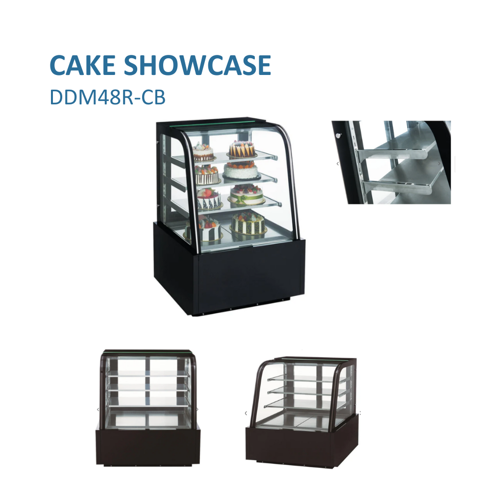 Dukers Refrigerated Cake Display Case Three-section 48"W X 29-7/8"D X 53-1/2"H #DDM48R-CB