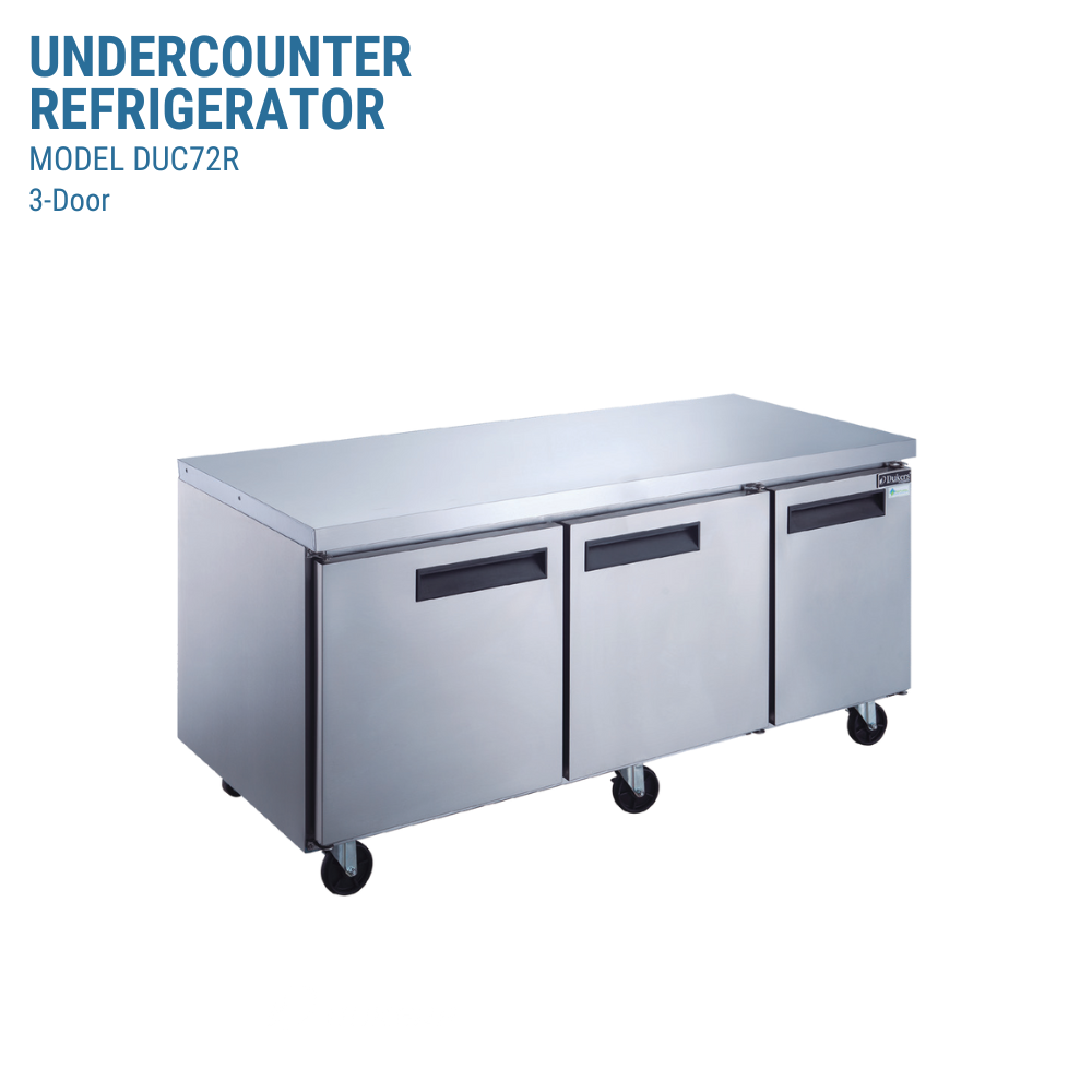Dukers Undercounter Refrigerator Reach-in Three-section #DUC72R
