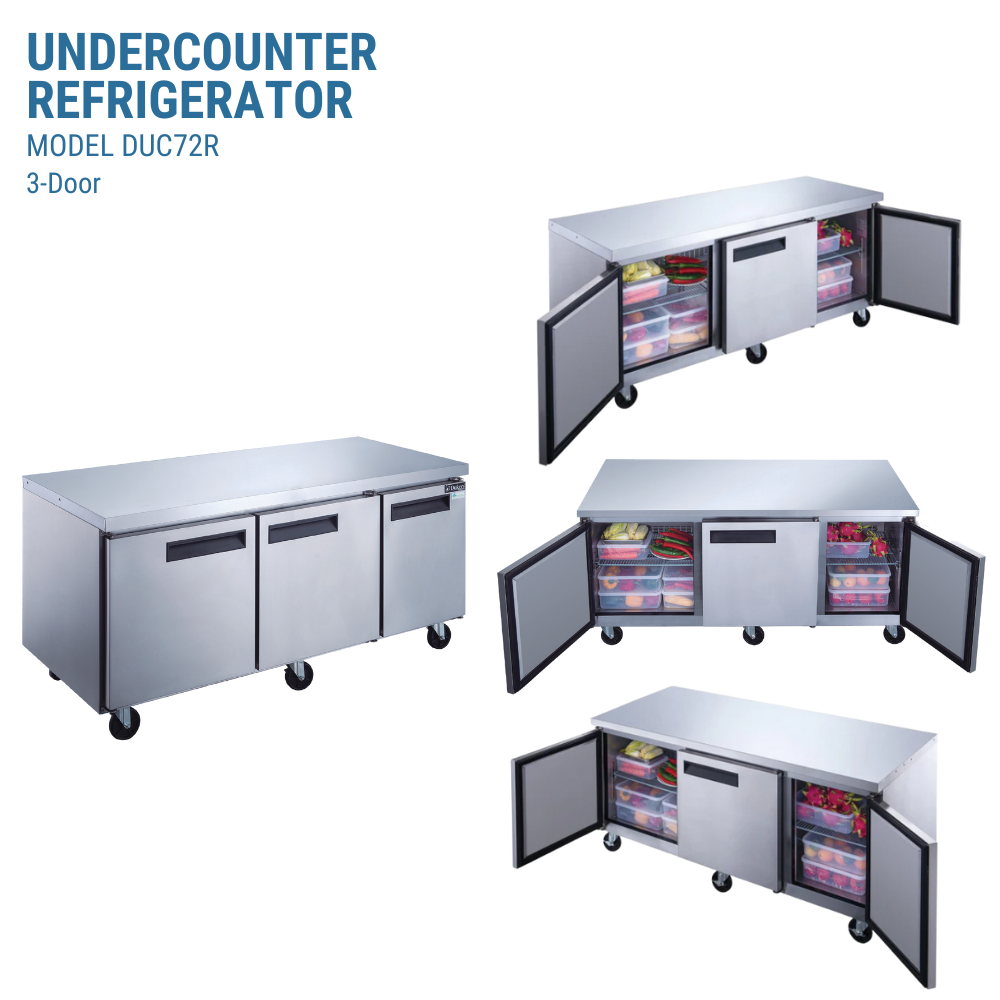Dukers Undercounter Refrigerator Reach-in Three-section #DUC72R