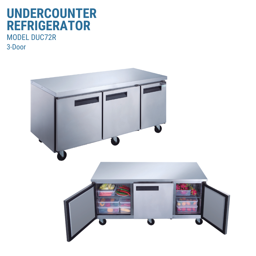 Dukers Undercounter Refrigerator Reach-in Three-section #DUC72R