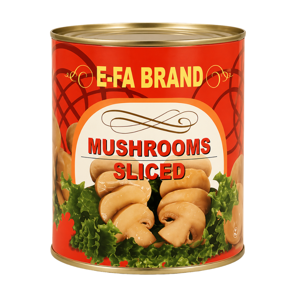 E-FA Brand Canned Sliced Mushrooms (6x108-110oz tins/case)