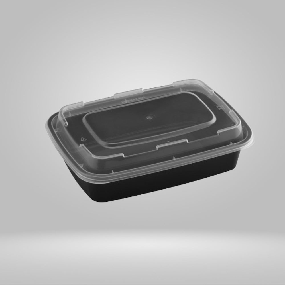 Black Square PP Food Containers with Clear PP Lids