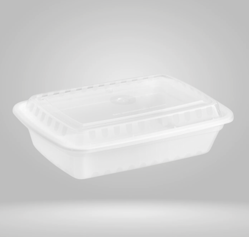 Microwaveable PP Containers with Lids - White