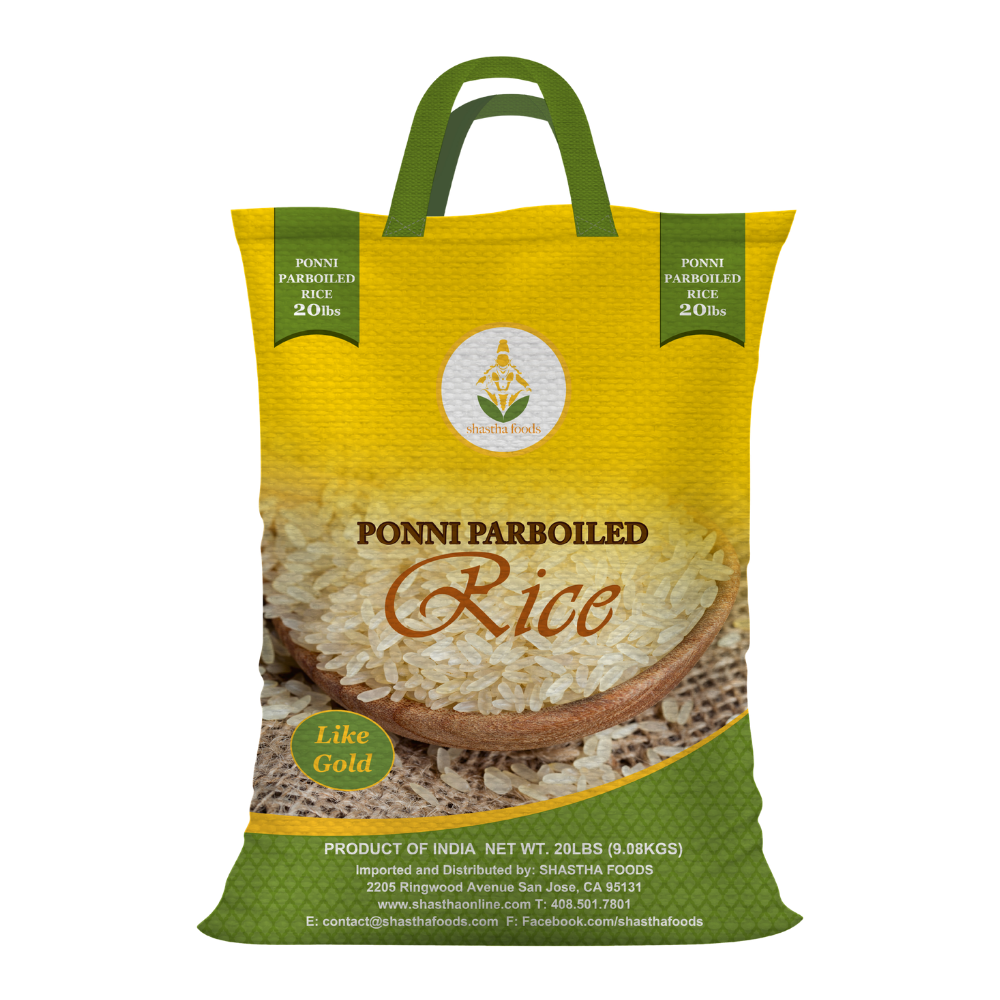 Shastha Ponni Par Boiled Rice (3x20lb packs/case)