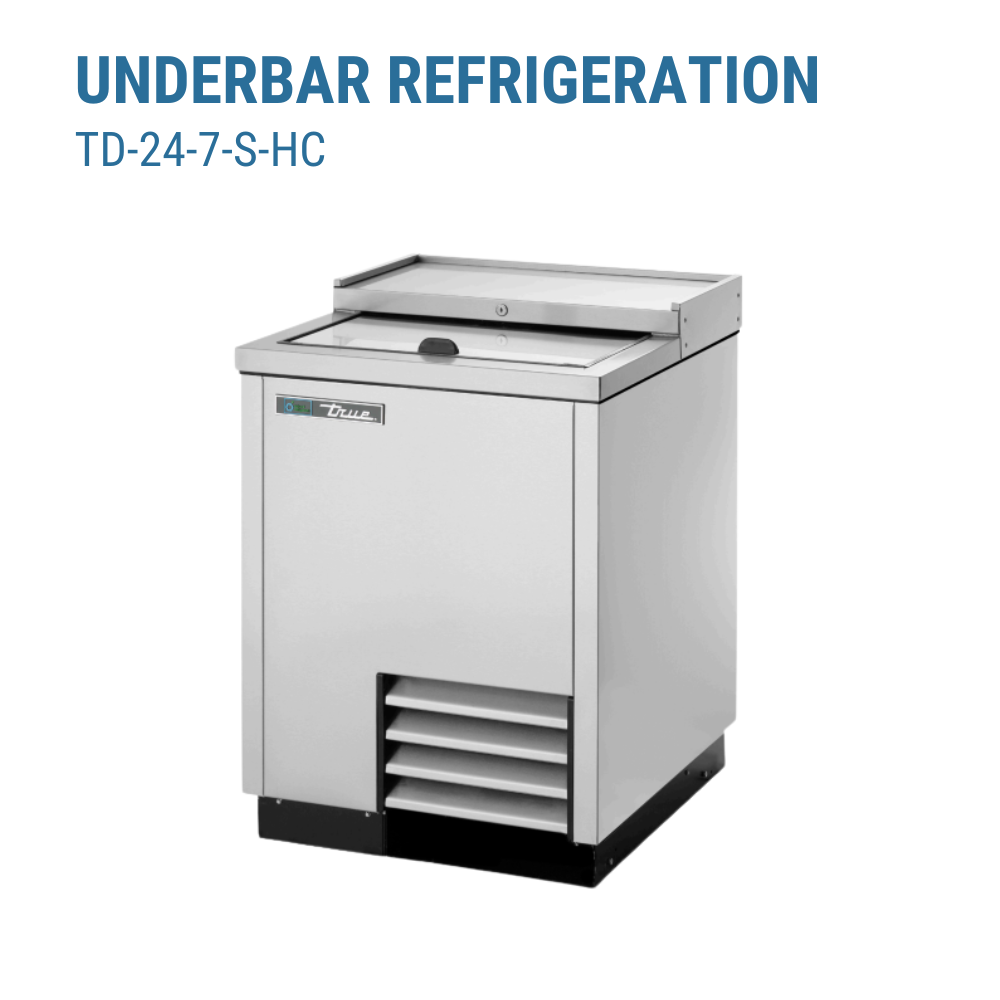 True Refrigeration Bottle Cooler Flat Top (4-1/2cs) 12 Oz. Bottles Or (6cs) 12 Oz. Can Capacity #TD-24-7-S-HC