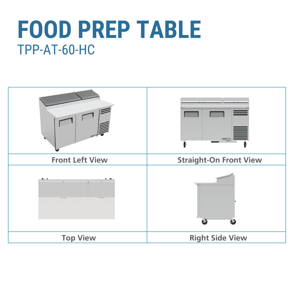 True Refrigeration Pizza Prep 33 41°F Pan Rail Stainless Steel Cover #TPP-AT-60-HC