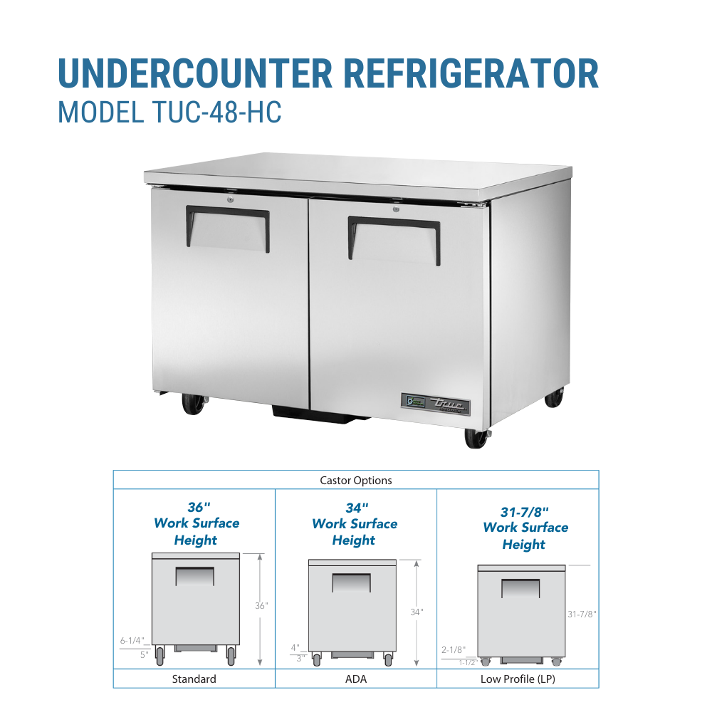 True Refrigeration Undercounter Refrigerator 33 38°F #TUC-48-HC