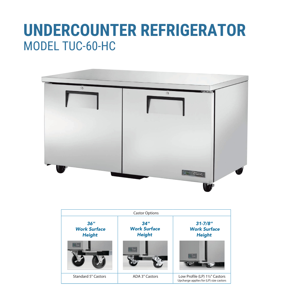 True Refrigeration Undercounter Refrigerator 33 38°F #TUC-60-HC