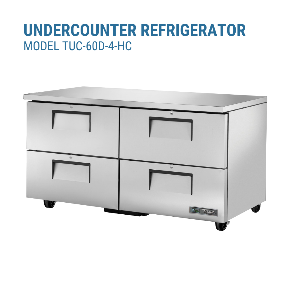 True Refrigeration Undercounter Refrigerator 33 38°F #TUC-60D-4-HC