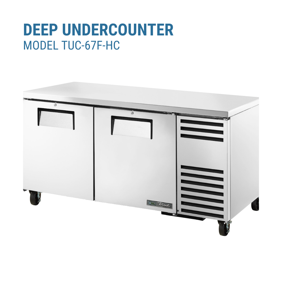 True Refrigeration Deep Undercounter Freezer 10°F Side Mounted Self-contained Refrigeration #TUC-67F-HC