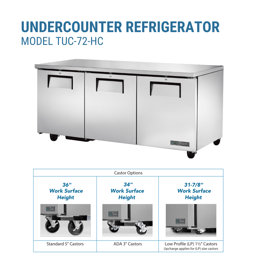 True Refrigeration Undercounter Refrigerator 33 38°F #TUC-72-HC