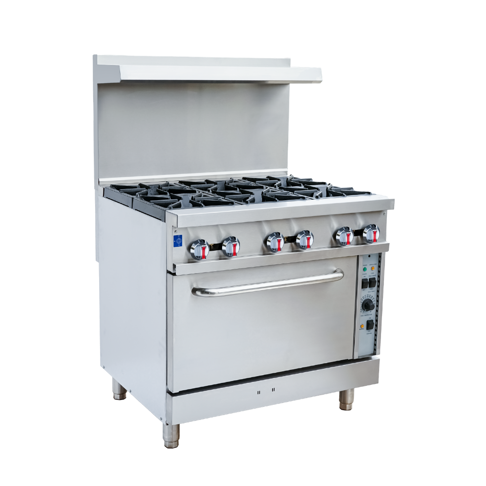 ServWare Gas Range w/ Six (6) Open Burners & Convection Oven - 36 inches (SGR-6B-C)