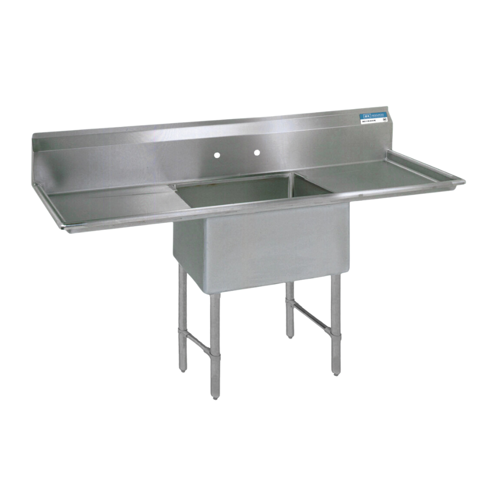 BK Resources 1 Compartment Sink - Double Drainboard (Stainless Steel)