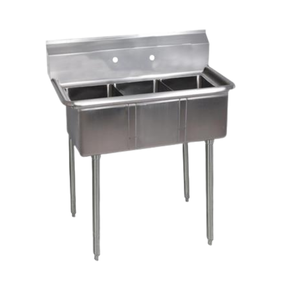 BK Resources 3 Compartment Convenience Store Sink (Stainless Steel)