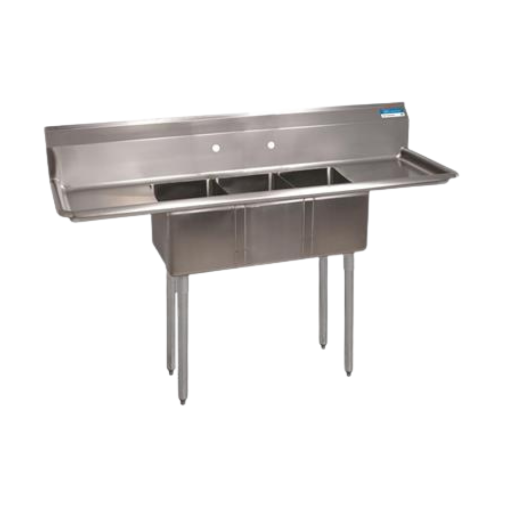 BK Resources 3 Compartment Convenience Store Sink (Stainless Steel)