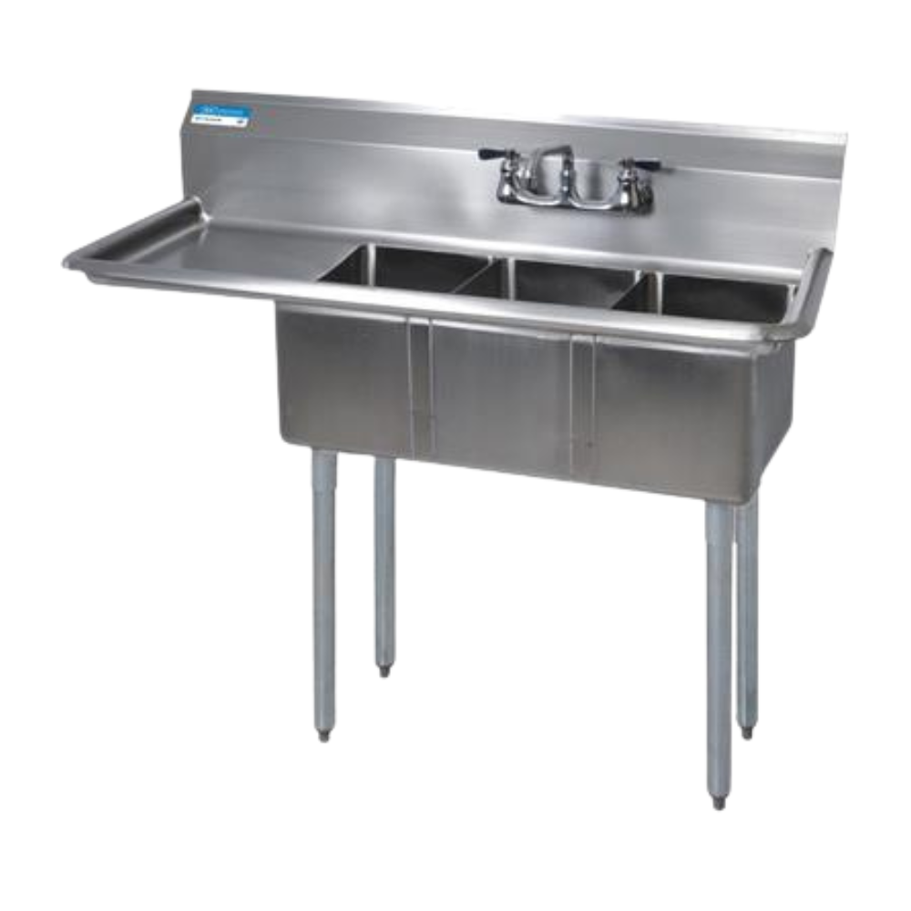BK Resources 3 Compartment Convenience Store Sink (Stainless Steel)