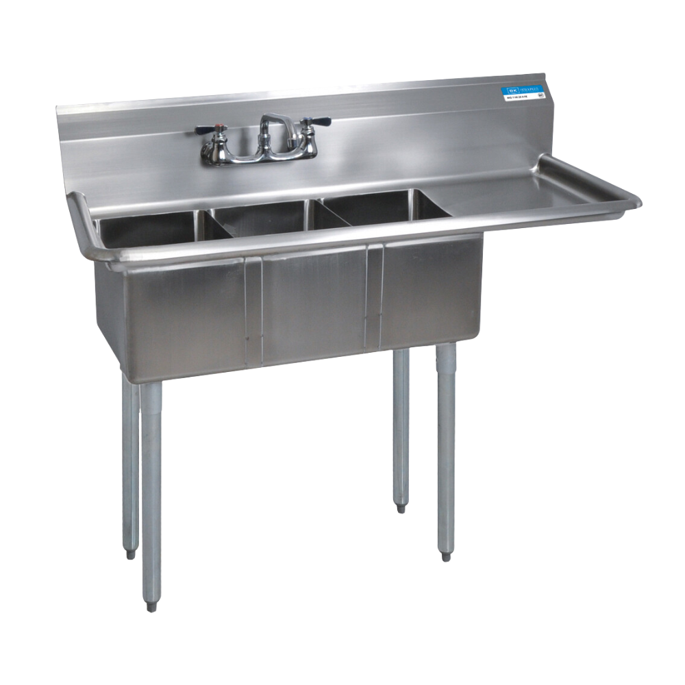BK Resources 3 Compartment Convenience Store Sink (Stainless Steel)