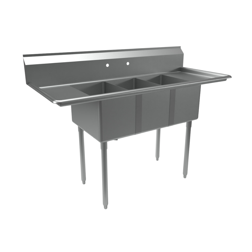 BK Resources 3 Compartment Convenience Store Sink (Stainless Steel)