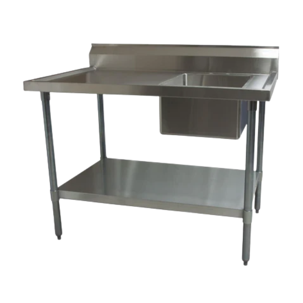 BK Resources Stainless Steel Prep Table With Sink (Galvanized)