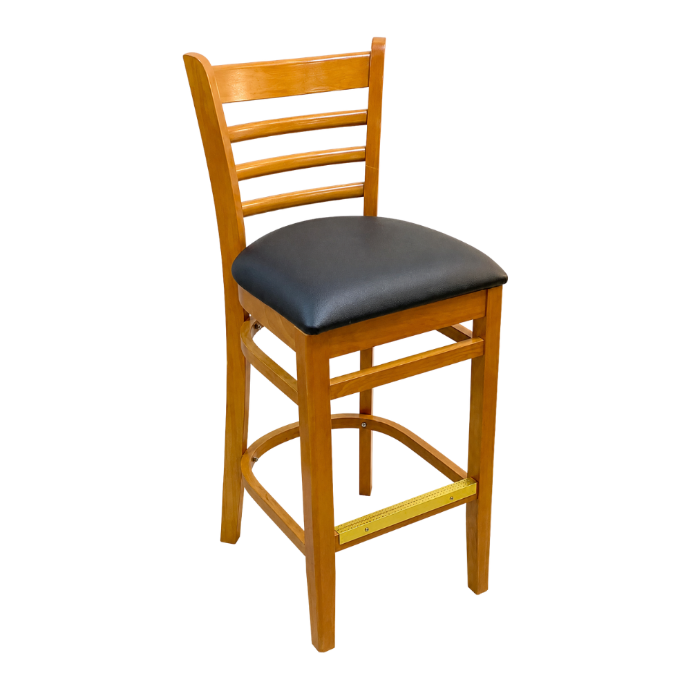 Ladderback Bar Stool – Oak Wood with Black Seat