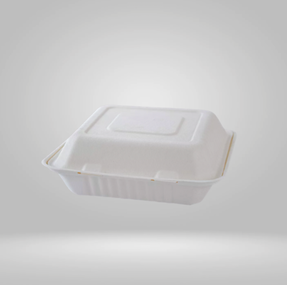 Bagasse White Hinged PFAS Free PS Container