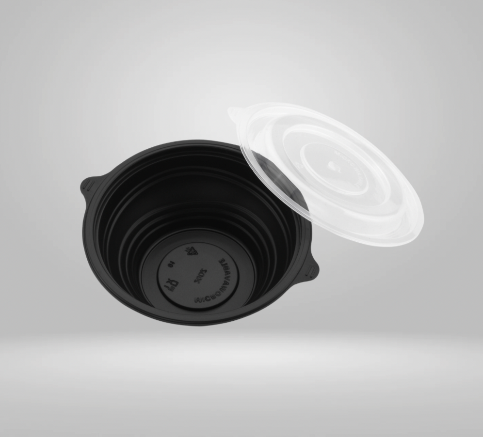 Black Microwaveable Noodle Bowl with Lid Set