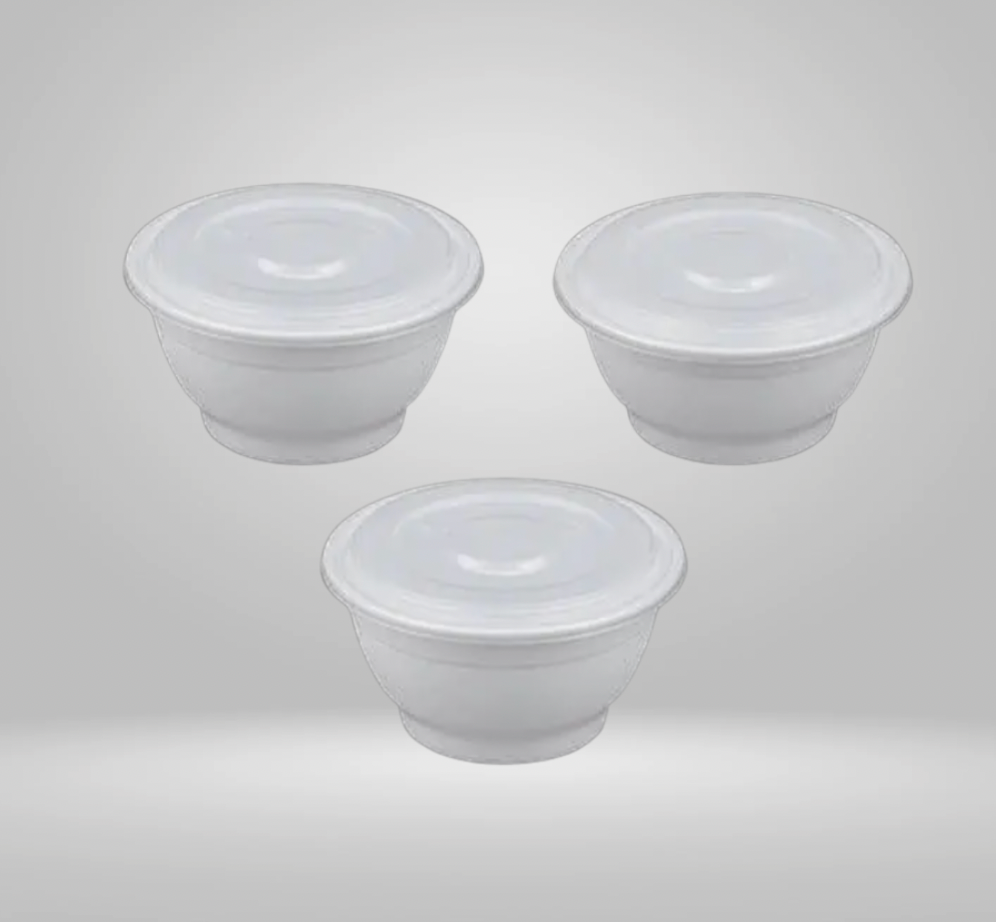 White Microwaveabe Noodle Bowl with Lid Set
